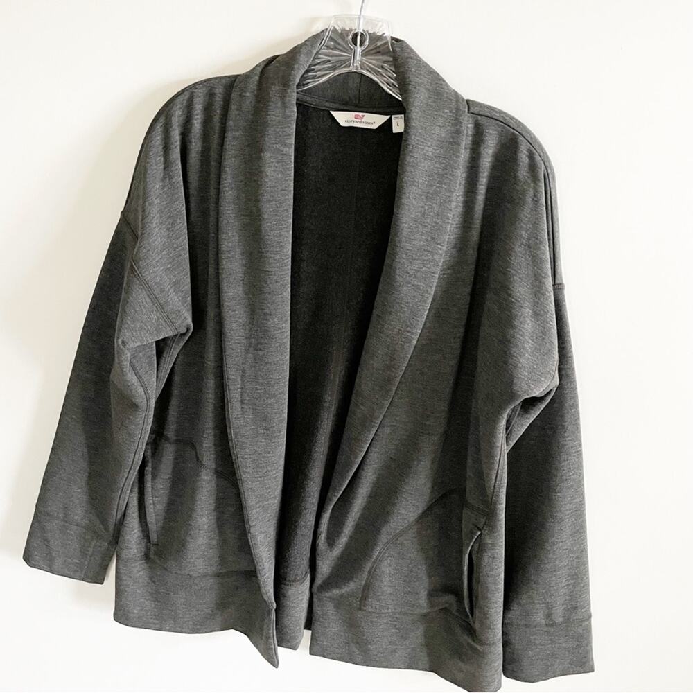 Vineyard Vines Charcoal Grey Open Front Cardigan - image 5